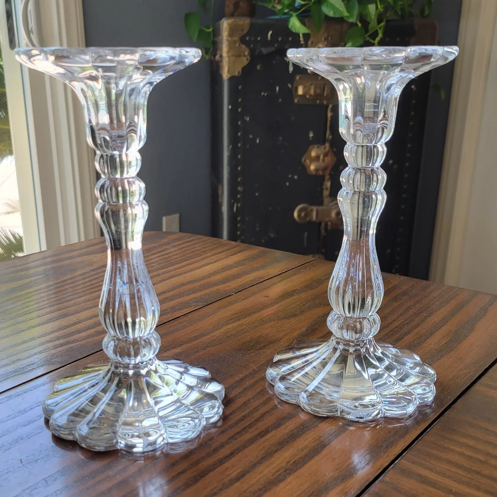 Rogaška Crystal Candlesticks Scalloped Design -- Set of 2 | 8